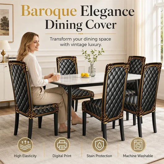 🪑☁️ Baroque-Print Stretch Chair Cover | High-Density Stretch Fabric, Machine Washable 🧵