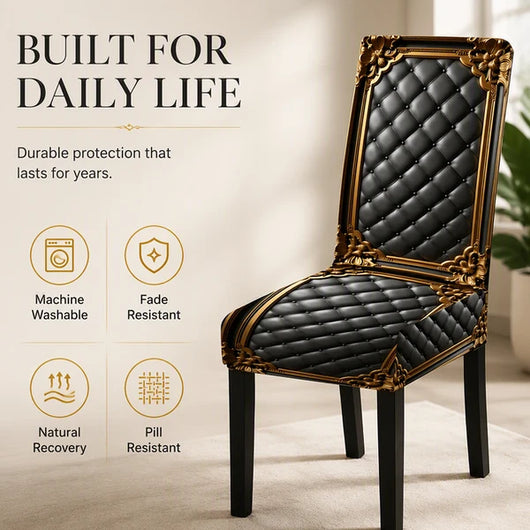 🪑☁️ Baroque-Print Stretch Chair Cover | High-Density Stretch Fabric, Machine Washable 🧵